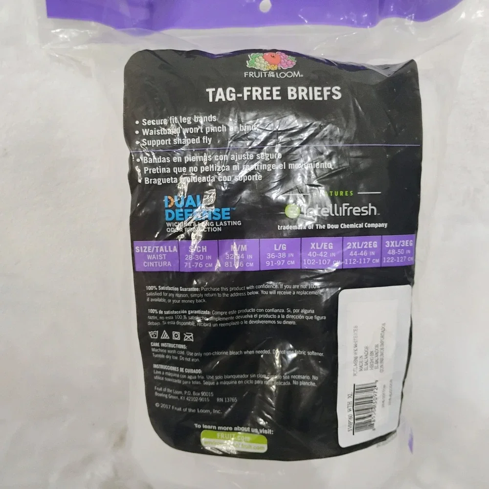 Fruit of the Loom Mens 9 Pk Tag Free Briefs White XL 40-42 Full Cut Dual Defense